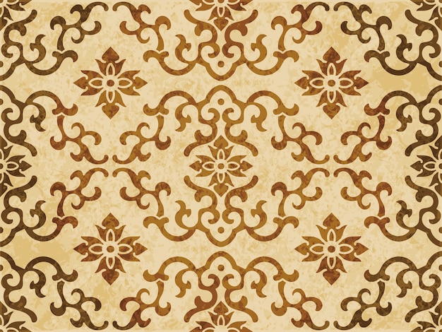 Brown watercolor texture, seamless pattern, wave curve flower cross