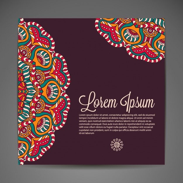 Brown wedding invitation with a mandala