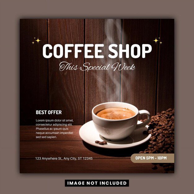 Vector brown white minimalist coffee shop promotion instagram post
