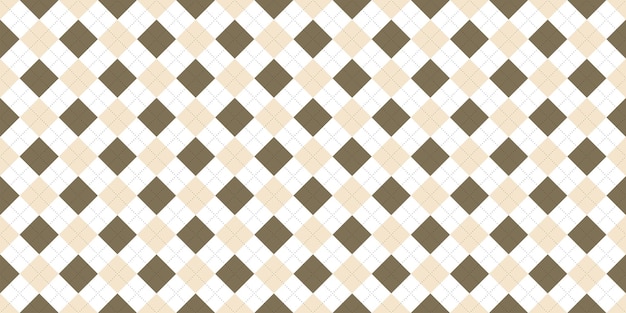 Vector brown and white squares with thin black dotted line seamless pattern