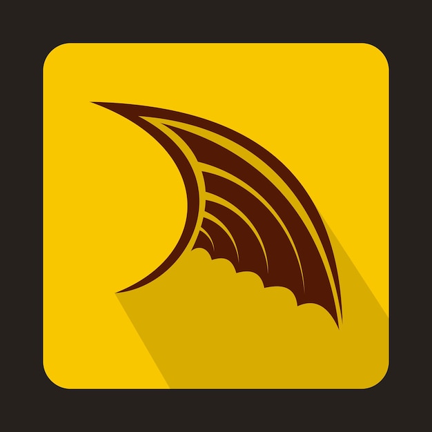 Brown wing icon in flat style on a yellow background