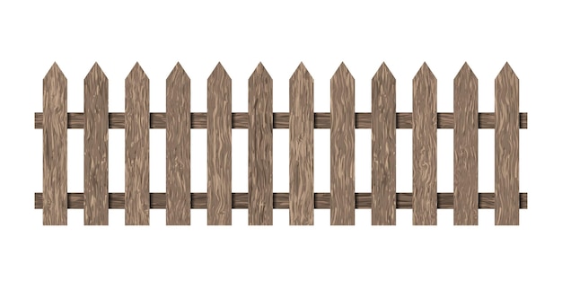 Brown wood picket fence repeat isolated Vector