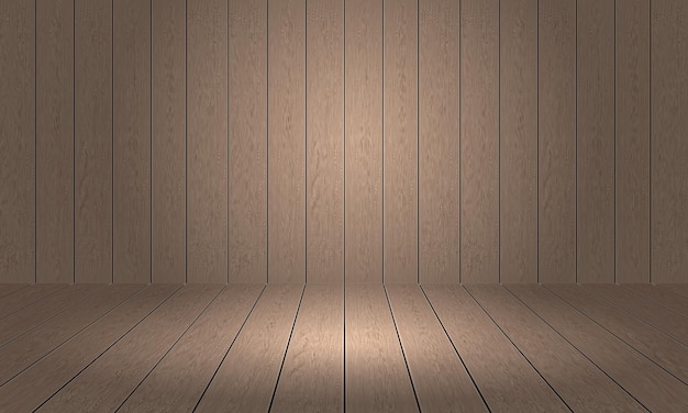 Vector brown wood plate floor and wall with light background vector