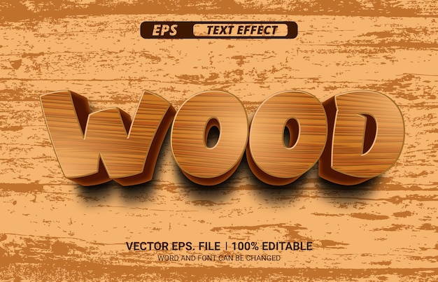 Brown wood text effect with the word wood on it