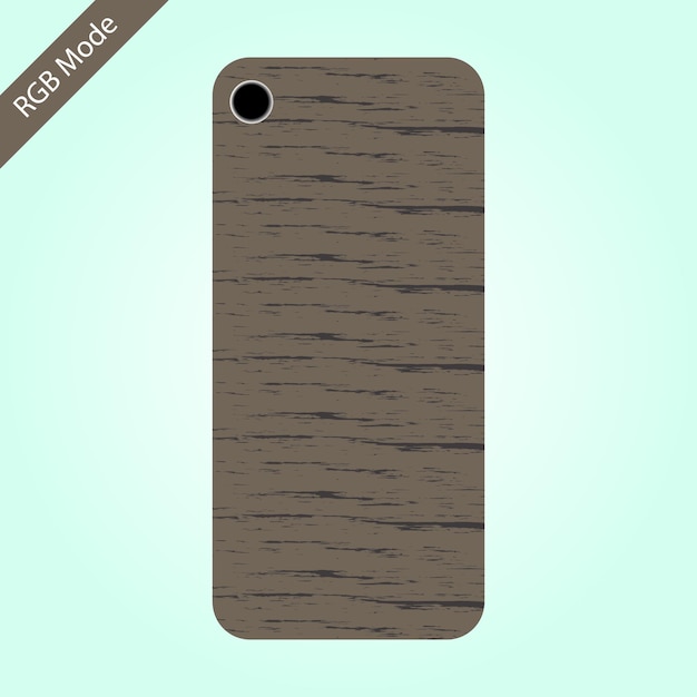 Brown Wooden Mobile Phone Cover Design Mockup Vector, Case Cover Design Mockup