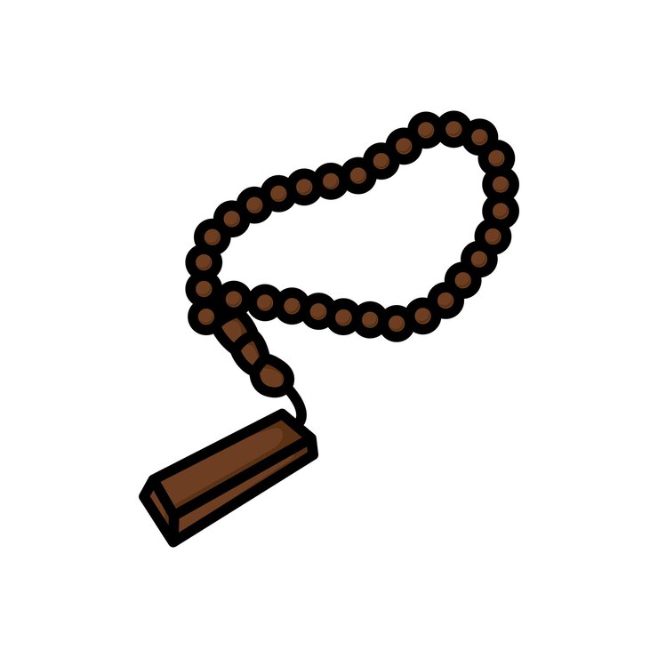 Vector brown wooden prayer beads