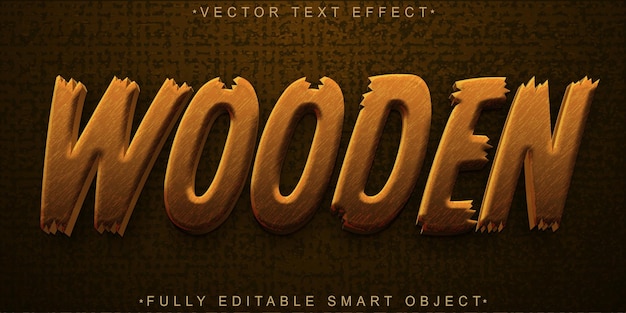 Brown wooden vector volledig bewerkbaar smart object text effect