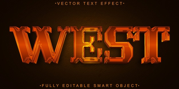 Brown Worn West Vector Volledig bewerkbaar Smart Object Text Effect