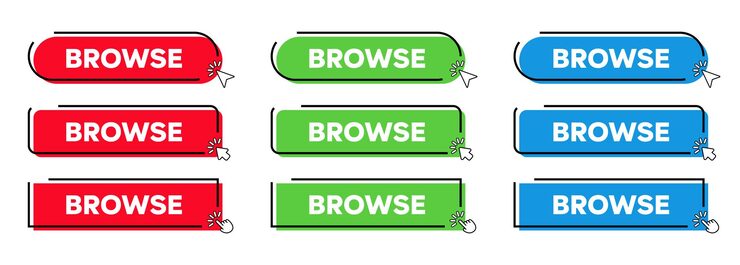 Vector 使用點擊指針或箭頭點覽按 現代簡單的網頁行動按<unk向量
