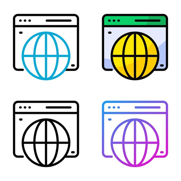 Vector browser icon design in four variation color