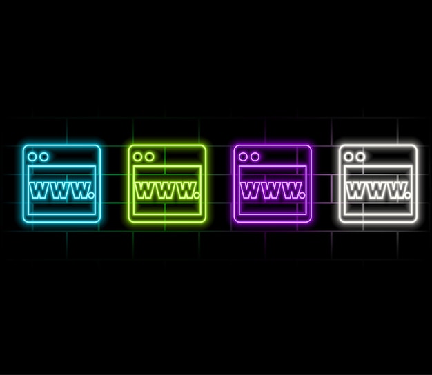 Концепция страницы браузера Анимированная икона символа 4K Неоновый эффект линейный и альфа-канал синий цвет