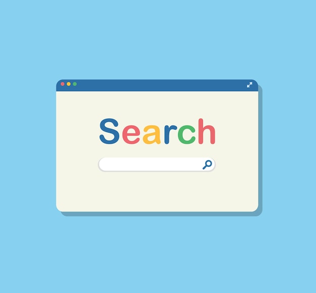 Vector browser search window in flat style.