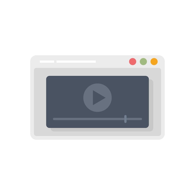 Browser video afspelen pictogram platte vector Mediastream Bekijk live geïsoleerd