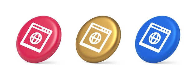 Browser website internet zoeken online verbinding knop webpagina informatie 3d icoon