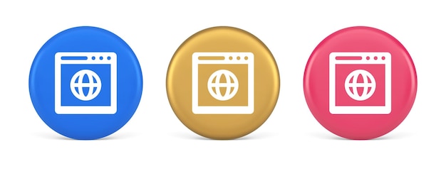 Browser website internet zoeken online verbinding knop webpagina informatie 3d icoon