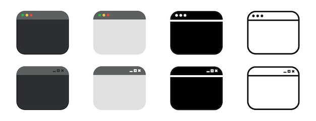 ブラウザー ウィンドウのアイコン セット黒線形と色ベクトル eps 10