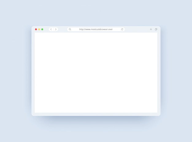 Browser window template in light mode for website, laptop and computer. 