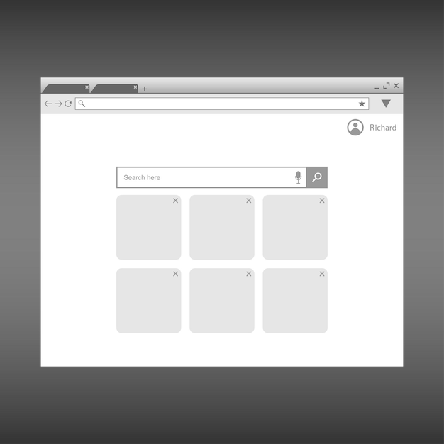 Modello di finestra del browser interfaccia della pagina del browser web design for ui