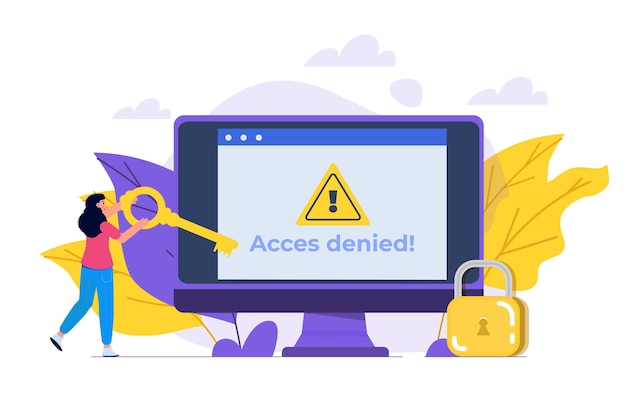 Una finestra del browser con accesso negato un concetto di immissione della password errore e ingresso al dispositivo del computer illustrazione vettoriale