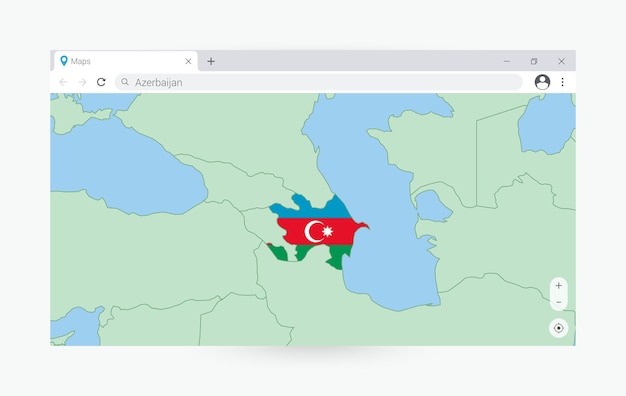 Vector browser window with map of azerbaijan searching azerbaijan in internet