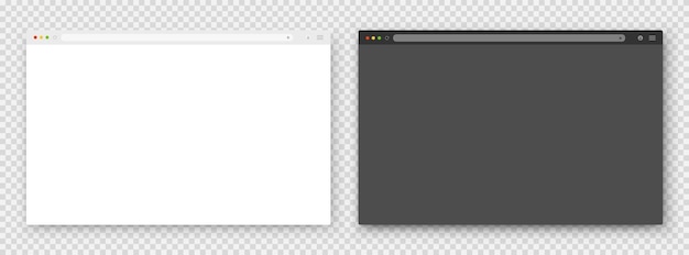 Browser windows a set of realistic empty browser windows with a toolbar a search bar and a shadow on