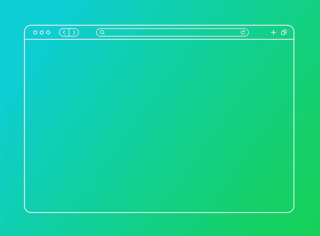 Browsermodel in lijnstijl op groene achtergrond Browserpagina-interface