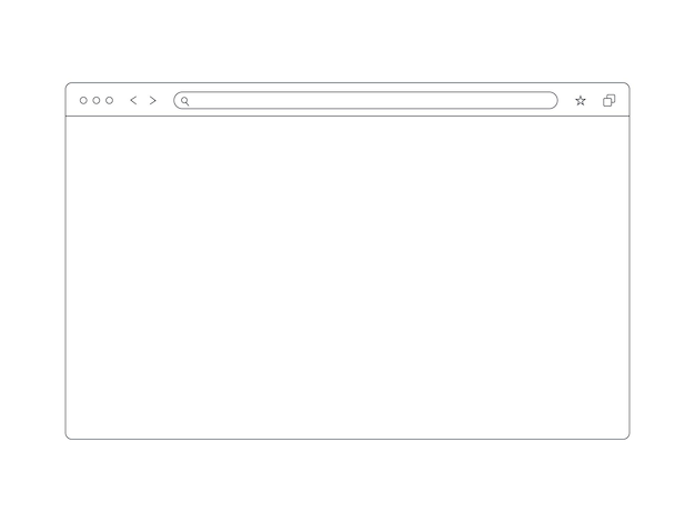 Browservenster interface pagina sjabloon in lineaire stijl geïsoleerd op witte achtergrond Vector plat