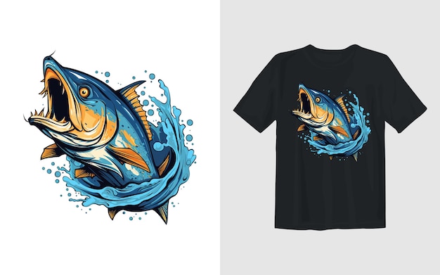 Bruce fish vector cartoon illustration fishing t shirt design