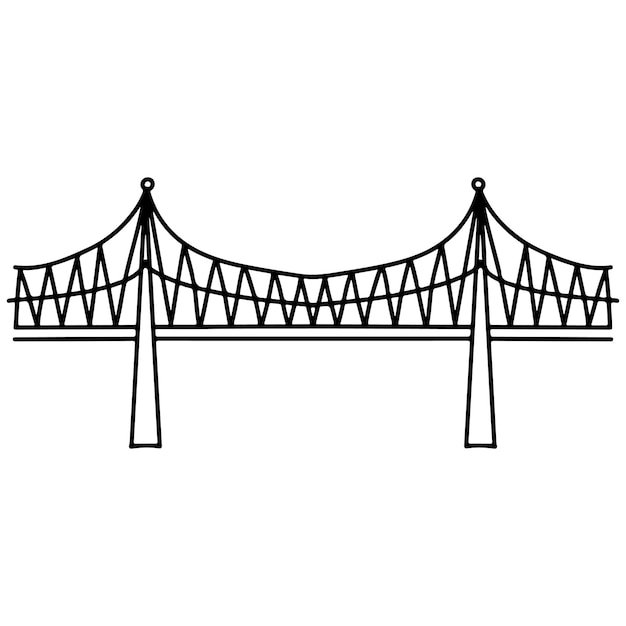 Brug in krabbelstijl Architectuurbouw van stadsbrug Vector die op wit wordt geïsoleerd