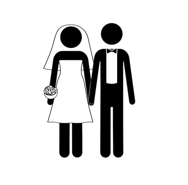 bruid en bruidegom bruiloft silhouetten variant 3