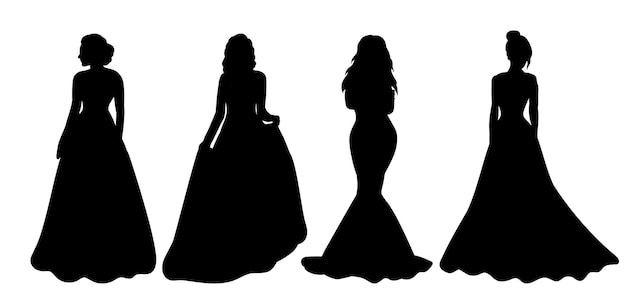 Bruid prinses silhouet geïsoleerde vector