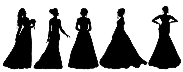 Bruid prinses silhouet op witte achtergrond geïsoleerde vector