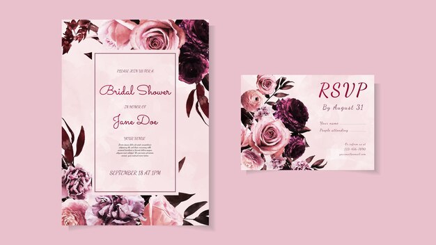 Bruids douche uitnodigingskaart sjabloon in abstracte bloemen bloemen