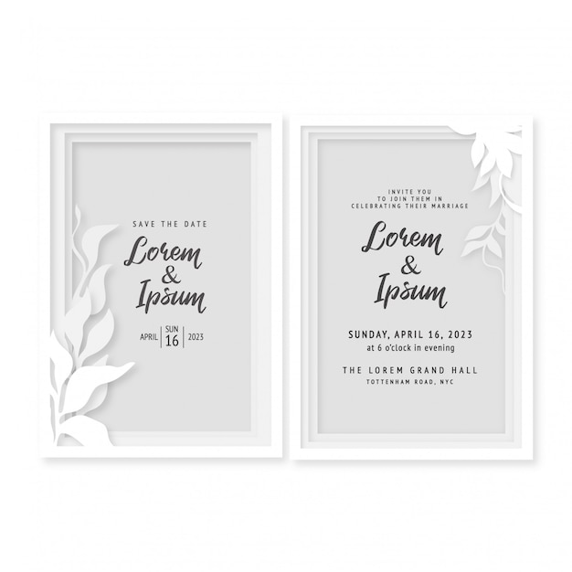Bruiloft bloemen uitnodigingskaart papier gesneden decoratieve sjabloon in aquarel