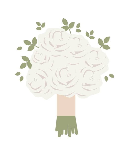 Bruiloft bruidsboeket met witte bloemen vector illustratie