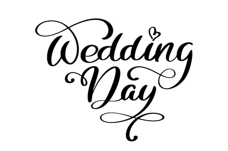 Vector bruiloft dag vector tekst op witte achtergrond kalligrafie belettering illustratie
