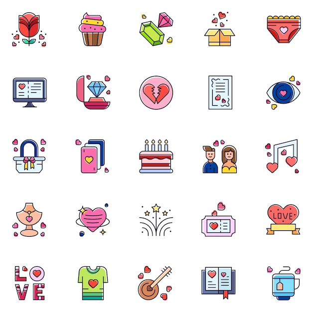 Bruiloft icon pack trouwen ceremonie iconsVector illustratie