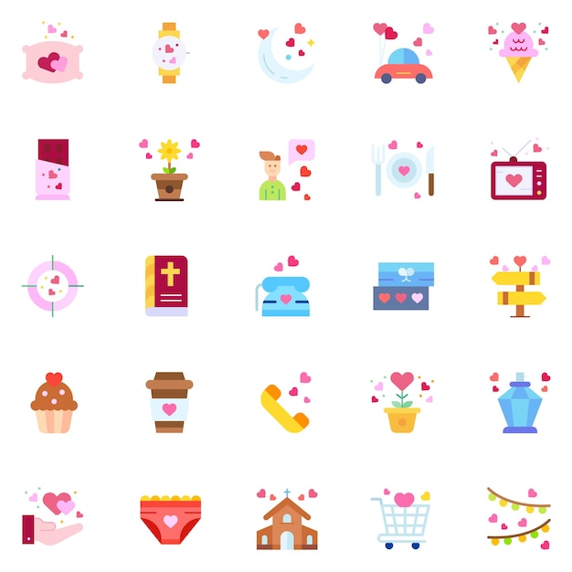Bruiloft icon pack trouwen ceremonie iconsVector illustratie