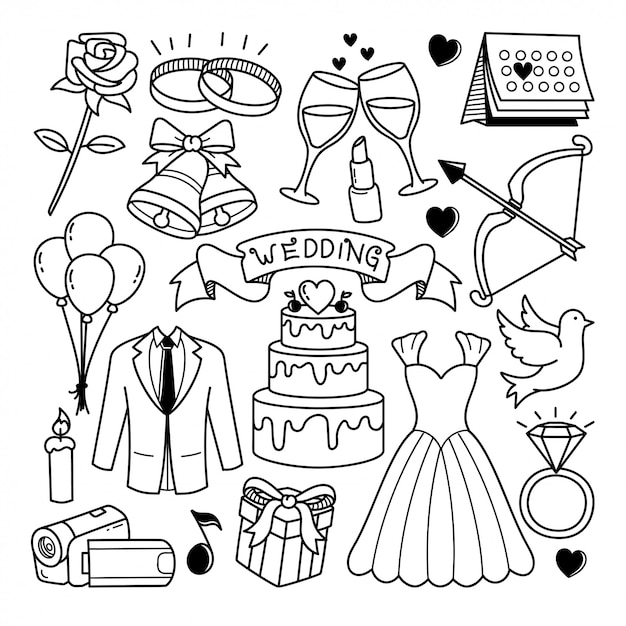 Vector bruiloft lijn doodle illustratie