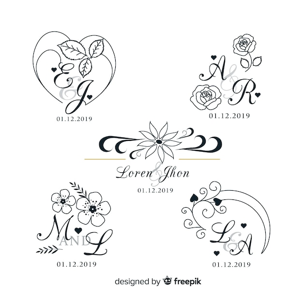 Bruiloft monogram logo templates-collectie