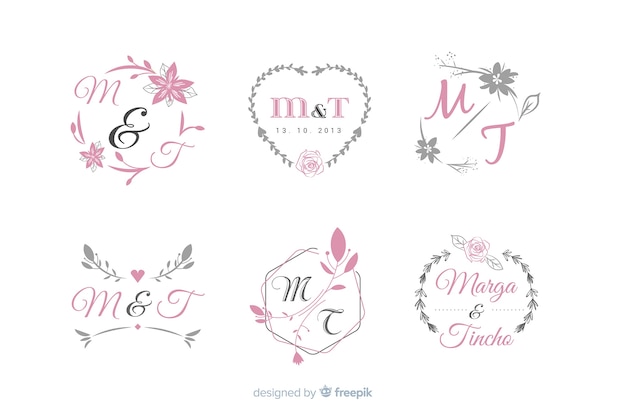 Bruiloft monogram logo templates-collectie