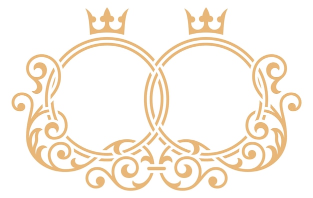 Vector bruiloft monogram sjabloon paar frame gouden sieraad