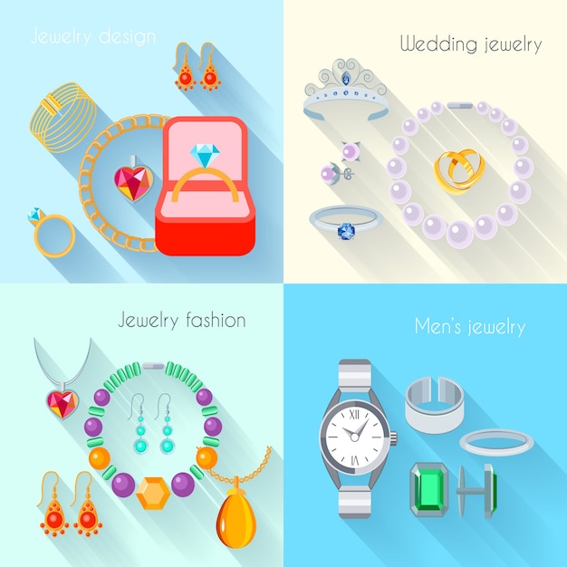 Vector bruiloft sieraden collectie