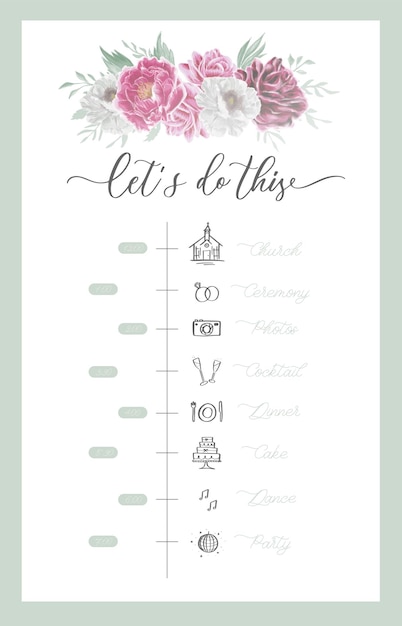 Vector bruiloft tijdlijn menu op trouwdag met aquarel bloem abstract floral kunst achtergrond vector design voor bruiloft en vip voorbladsjabloon