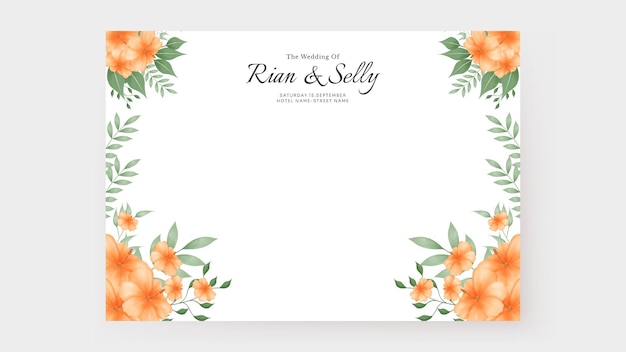 Bruiloft uitnodiging achtergrond met aquarel oranje bloem