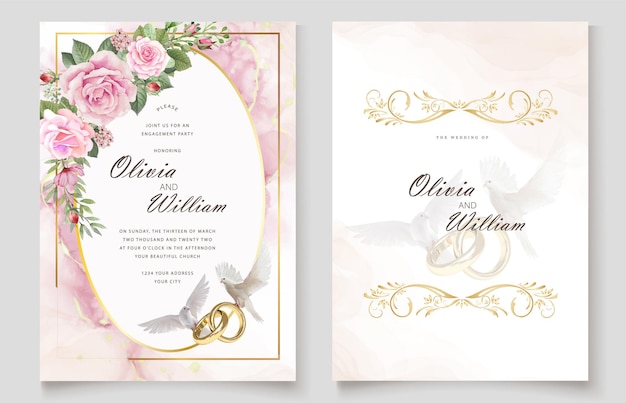 bruiloft uitnodiging kaart banner sjablonen plat ontwerp