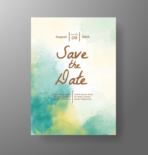 Bruiloft uitnodiging met Abstract splashed waterverf achtergrond