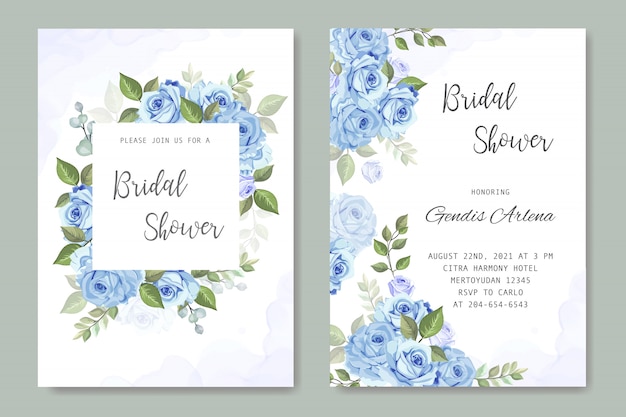 bruiloft uitnodiging met blauwe roos