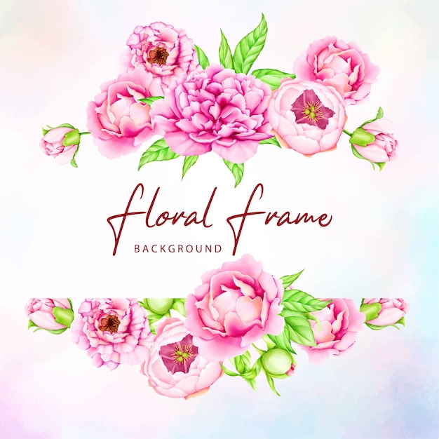 bruiloft uitnodiging sjabloon met aquarel peony bloemen
