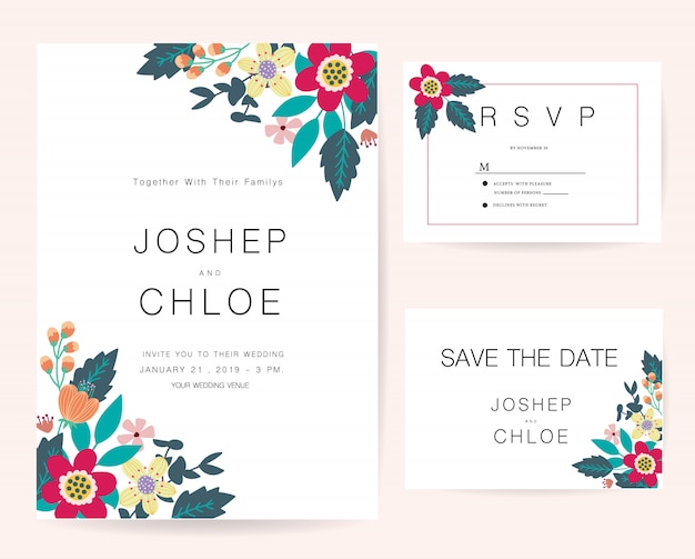 Bruiloft uitnodigingen kaartenset